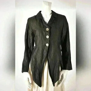 1990's KENZO Cupro Rayon Metallic Fitted Goth Tuxedo Point  Blazer France 2/4US